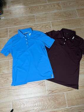 PXG Performance Golf Polo Shirts, Set of 2 (Blue and Brown)